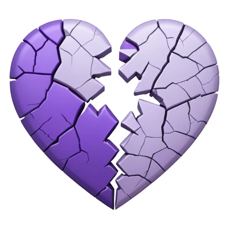 coração quebrado metade branco metade roxo sticker