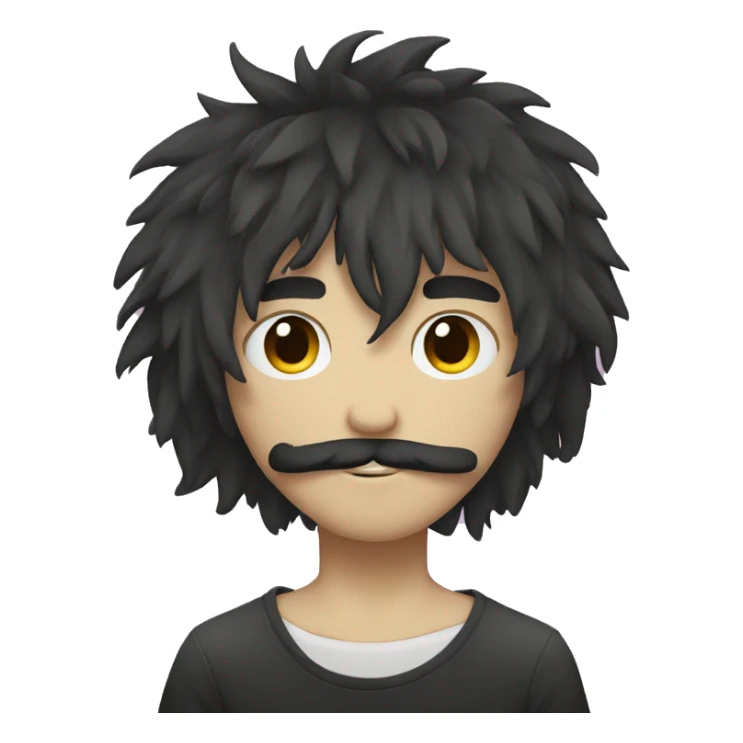emo boy with shaggy hair and moustache sticker