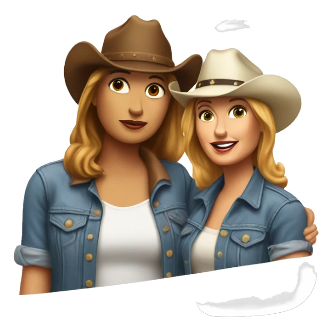 thelma & louise wearing trucker hat and cowboy hat sticker