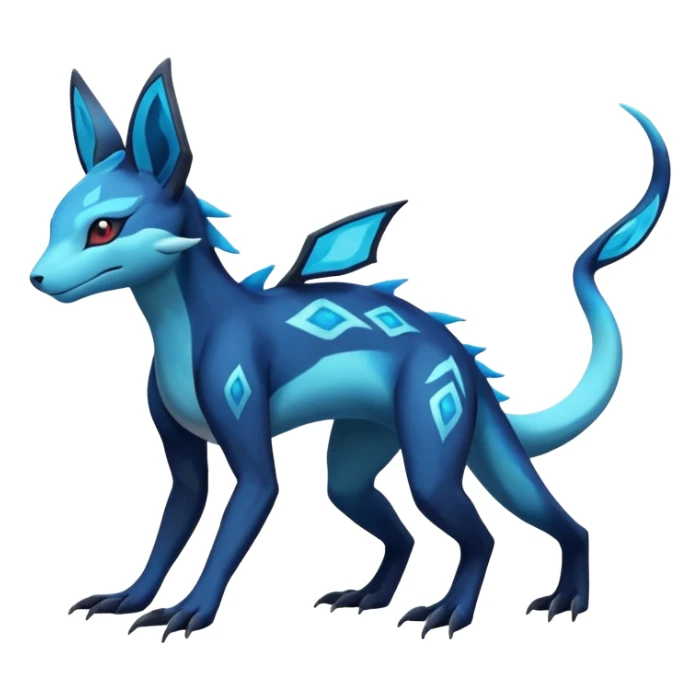 Colorful Dark Shiny Exotic Salandit-Aurorus-Glaceon-Fakémon-hybrid-creature (full body)  sticker