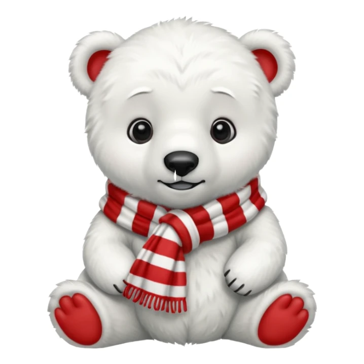 baby polar bear with red stripes scarf  sticker