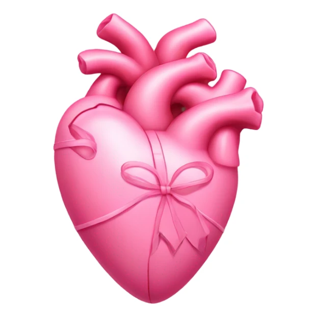 Pink anatomical heart pastel pink with pink bow on top sticker