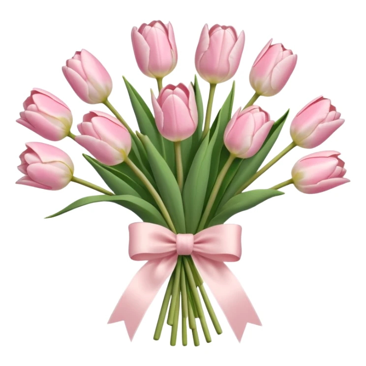 very pale pink tulips bouquet with light pink bow sticker