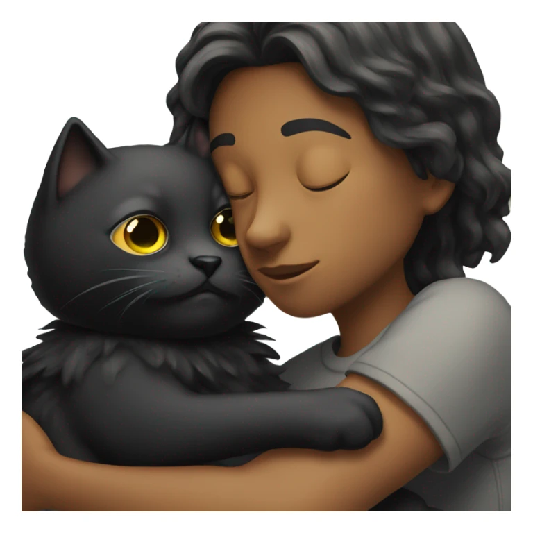 A teenager hugging a black cat that died sticker