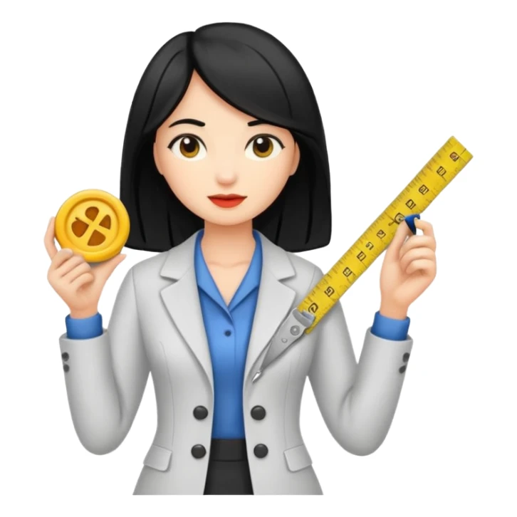 tailor woman holding measure black hair sticker