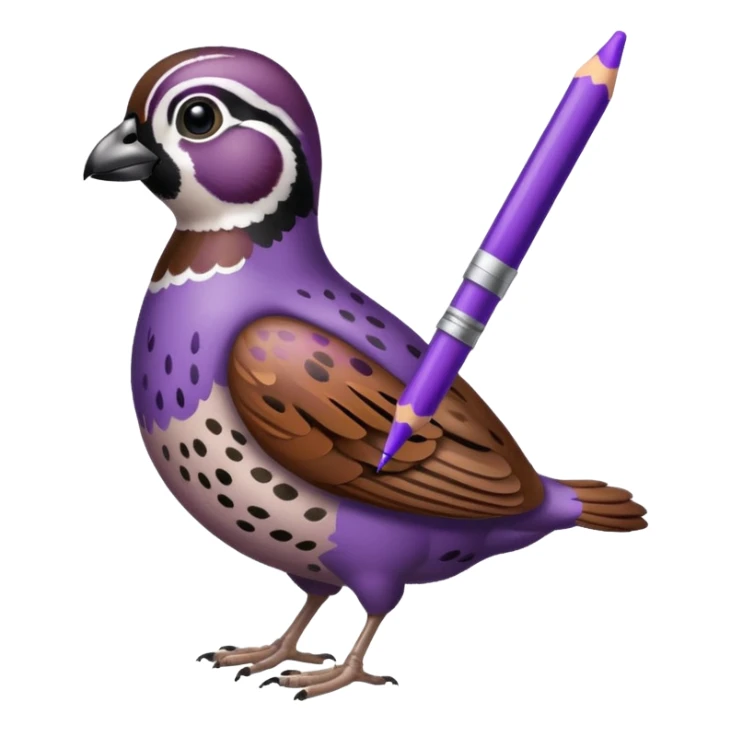 Bobwhite quail with a purple crayon sticker