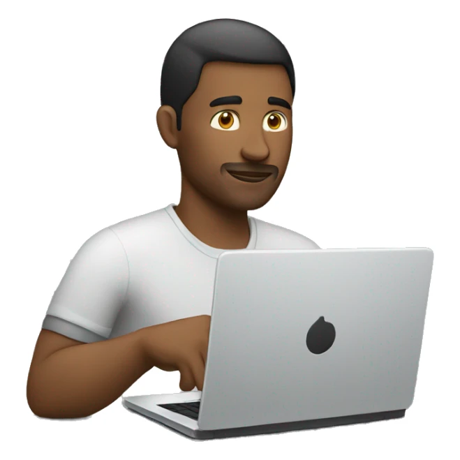 A man trading on his laptop sticker