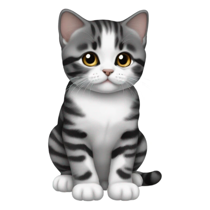 Black and white tabby British shorthair kitty sticker