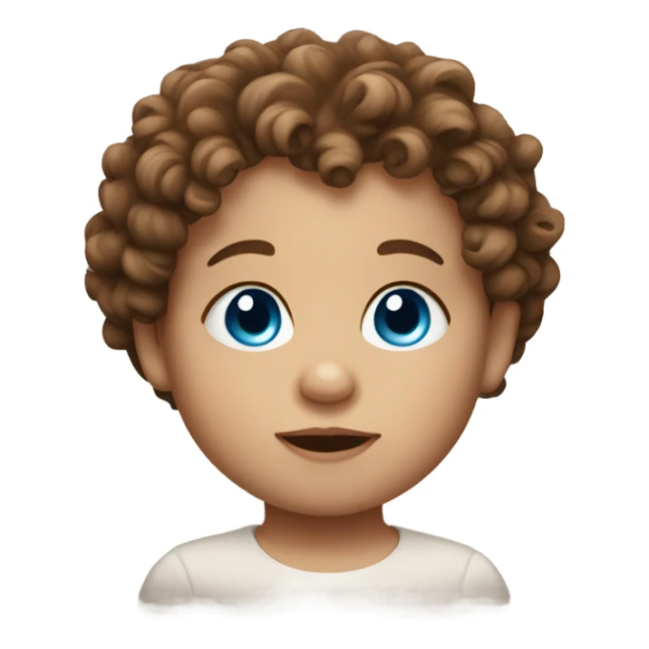 Blue eyed baby with curly brown hair sticker