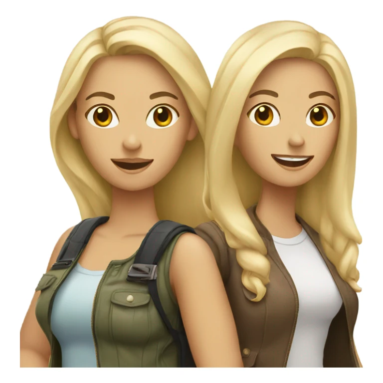 Two blonde women, 1 brunette, traveling sticker