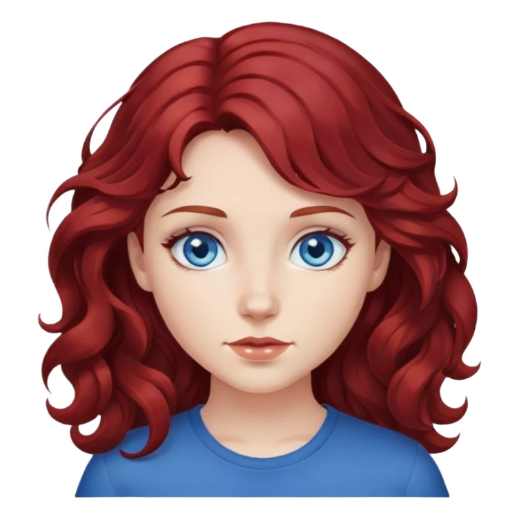 dark red hair, blue eyes, wavy hair girl sticker