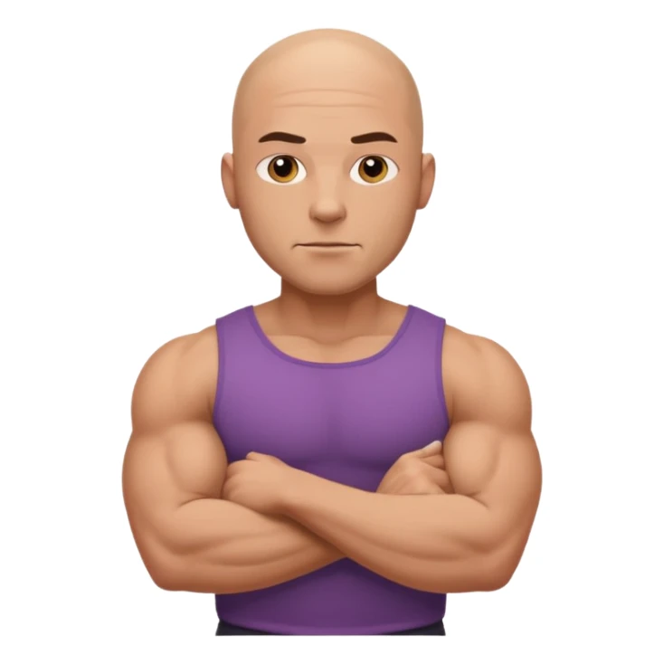 bald muscular man, strong build, confident pose sticker
