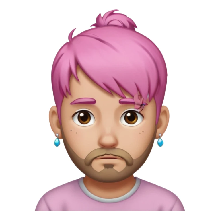  bun haired with earrings pink hair guy sad with beard sticker