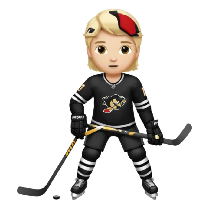 hockey player blonde hair black outfit sticker