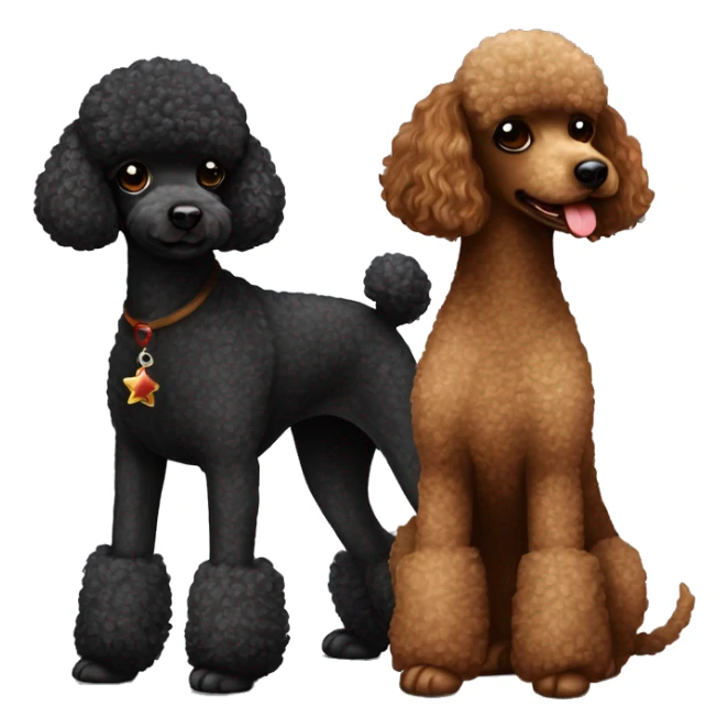 Black toy poodle with brown miniature poodle Christmas  sticker