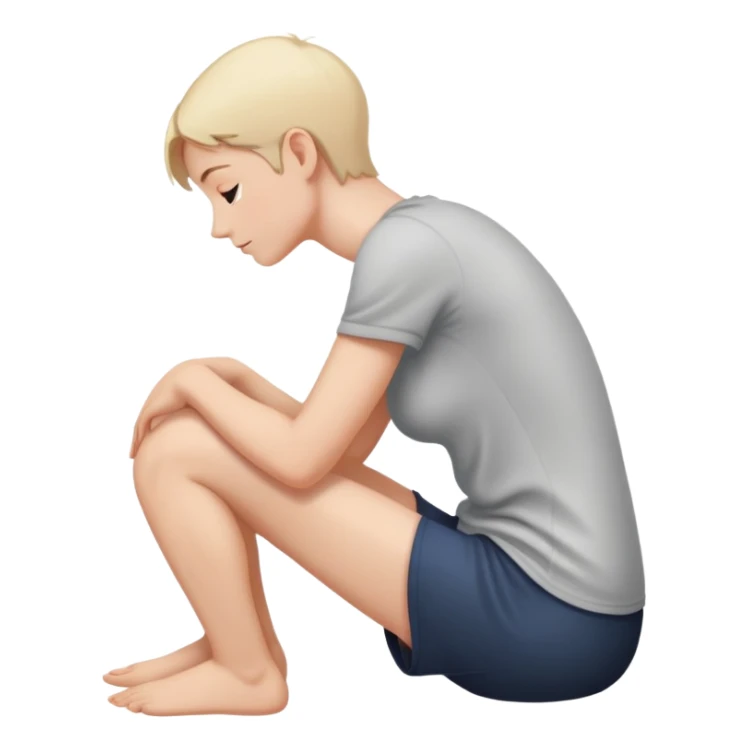 person with hands on knees and arched back- side profile sticker