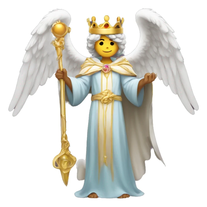 angel in robes holding a crown and a flail sticker