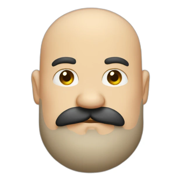one fat bald man with moustache, long black beard sticker