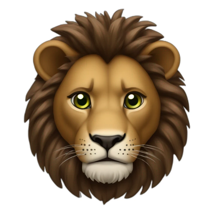 Lion crinière noire fourrure marron yeux verts   sticker