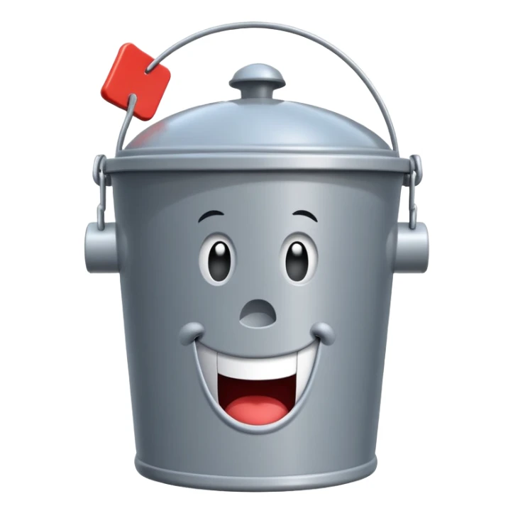 Chum Bucket restaurant from SpongeBob, gray bucket-shaped building with a sign sticker