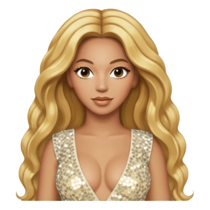 Beyonce with long golden blonde hair, ivory sequin tour outfit sticker