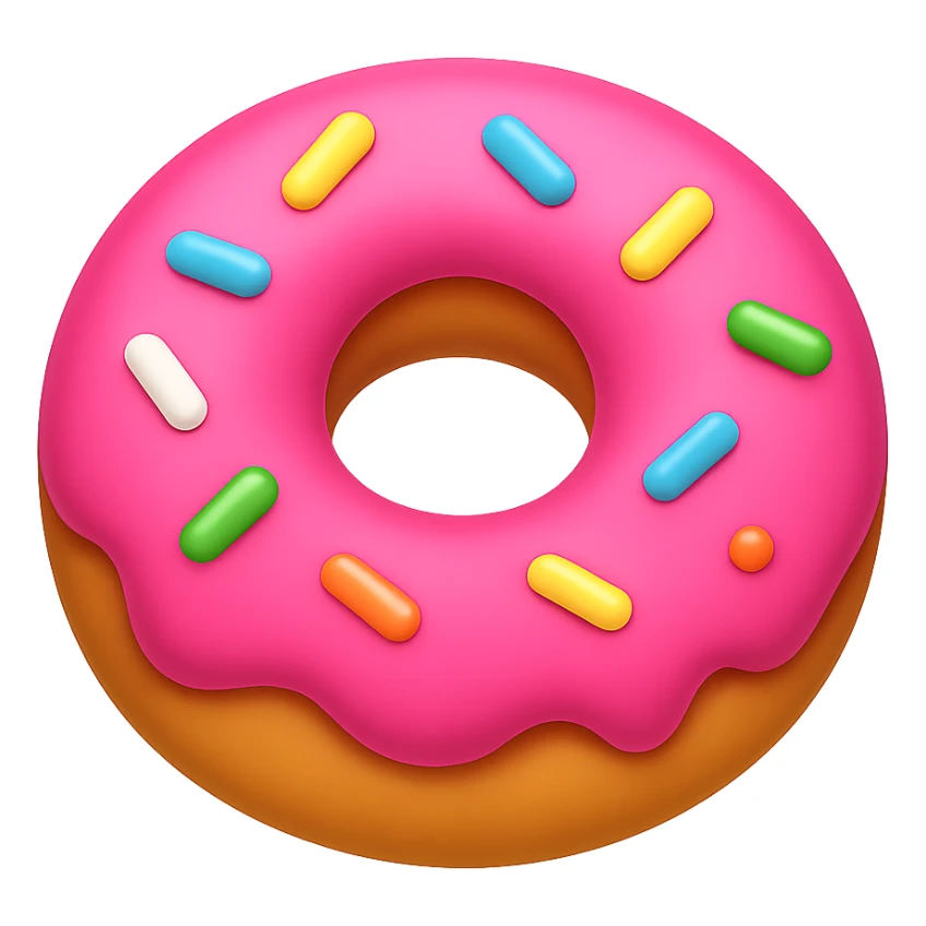 pink donut emoji, sweet and playful sticker