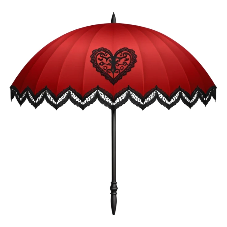 heart with gothic black lace parasol sticker