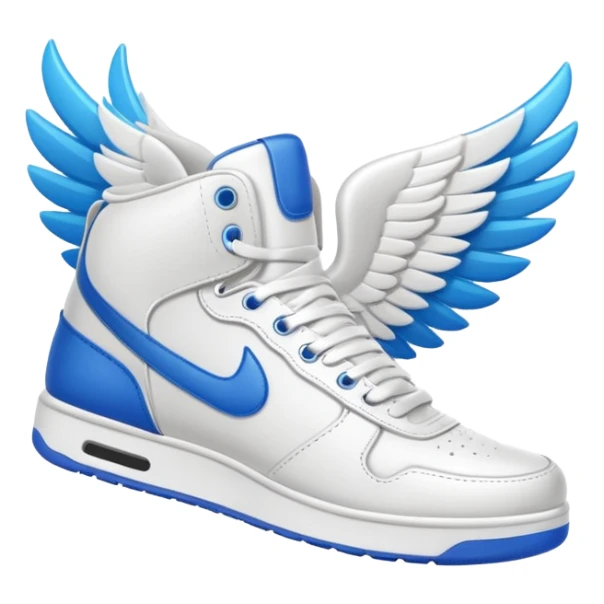 minimalist white winged sneakers, mid air as if they are flying sticker