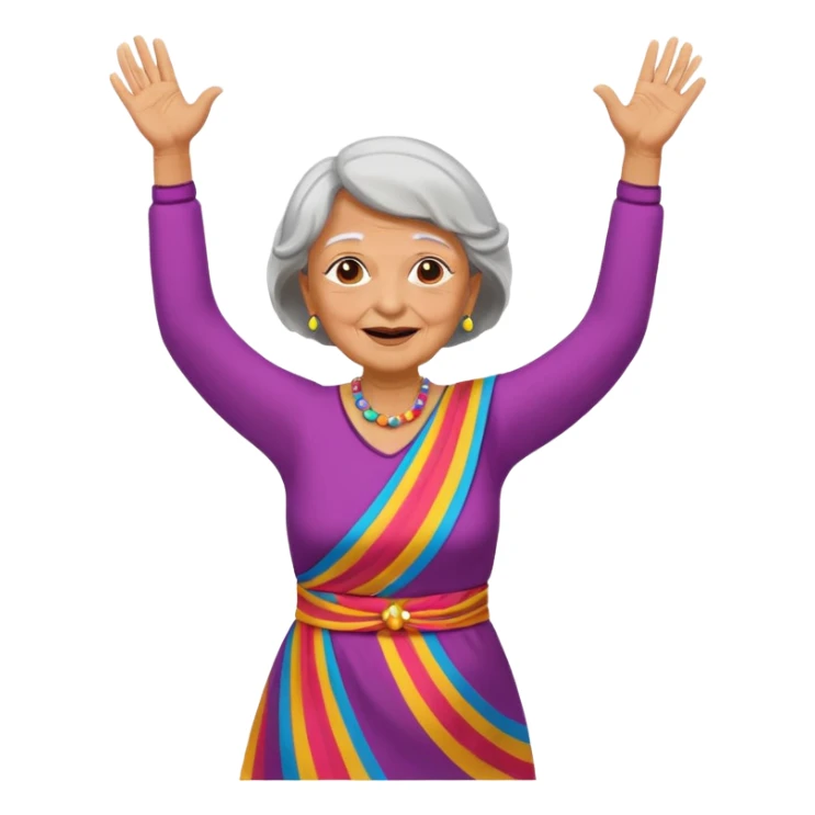 Old lady hands up raise the roof dancing  sticker