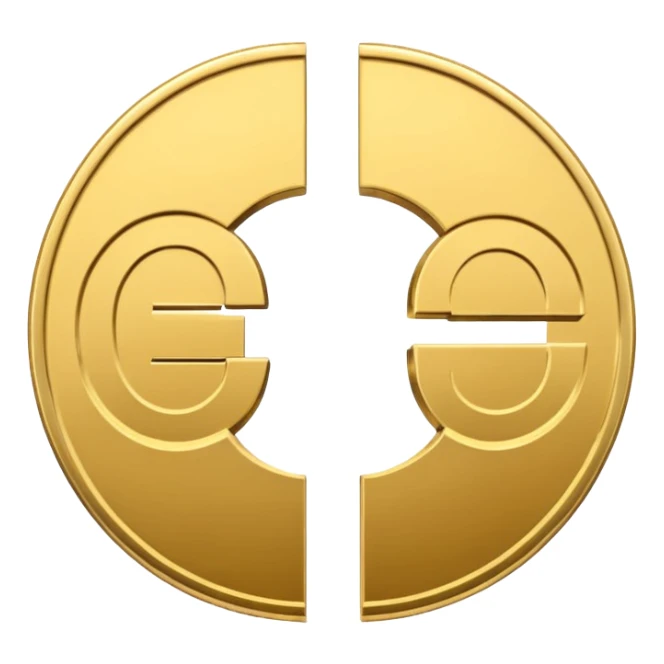 flat iPhone-style emoji of a dollar coin cut in half, both halves visible, simple and flat design sticker