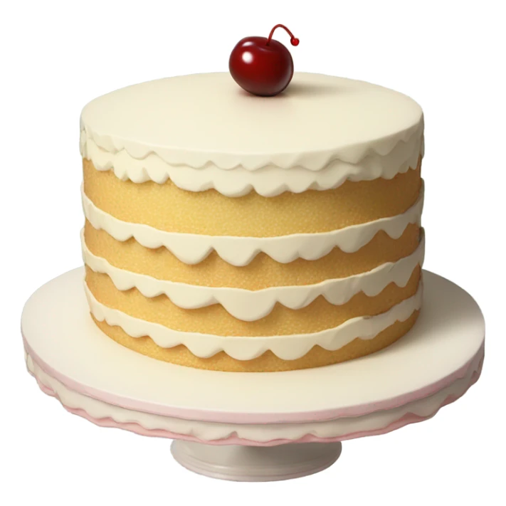 Vintage white piped layered cake with cherry on top sticker