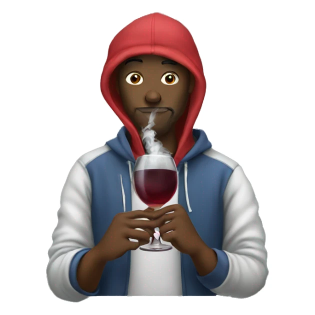 Guy with hoodie on smoking hookah and drinking wine sticker