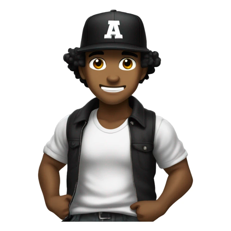 Brown guy whit black baseball hat,  The Boondocks Riley style, shaking hads sticker