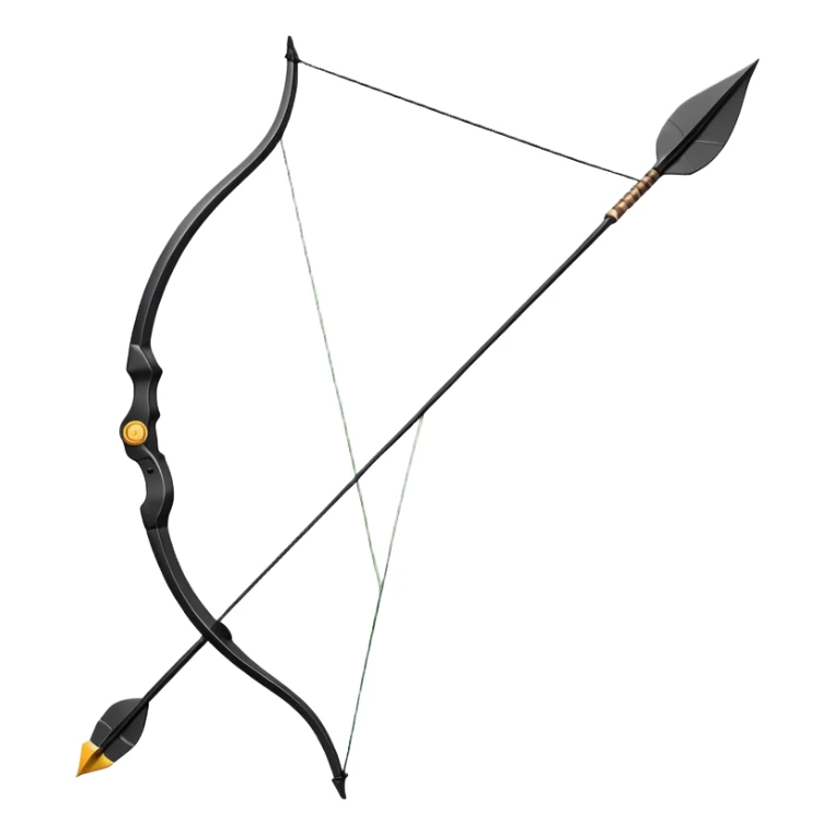 A professional recurve bow with an arrow nocked, ready to be released. The target features concentric rings, placed at a distance. The emphasis is on the bow, arrow, and target, highlighting the precision, focus, and skill involved in competitive archery. sticker