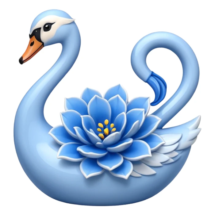 Light blue swan shaped vase with blue flowers in it sticker