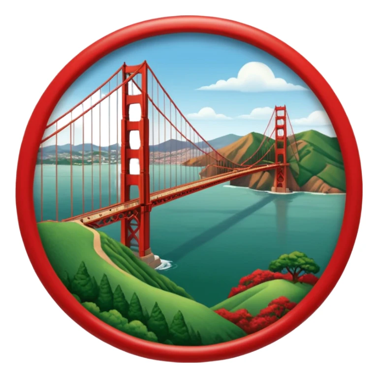 im trying to come up with a classic but still dynamic visual of the golden gate bridge and surrounding hills and the presidio for a work conference sticker