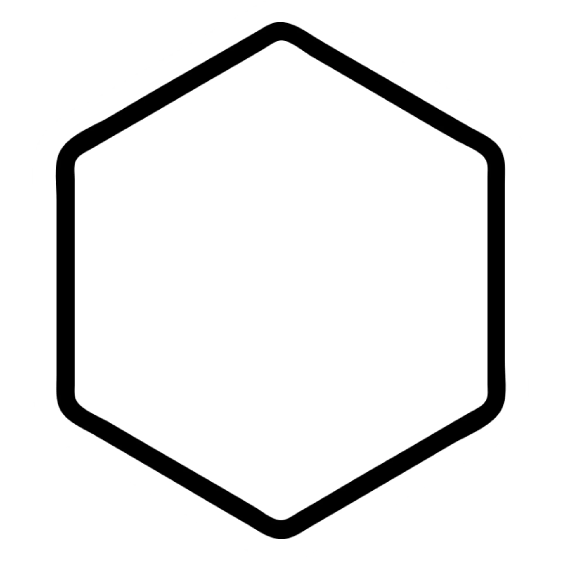 simple line drawing of a benzene ring, structural formula style sticker