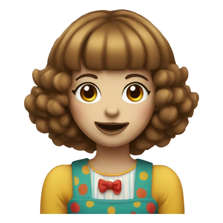 Clown girl with brown hair and bangs sticker