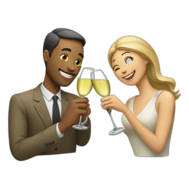 man and woman toasting with two white wine sticker