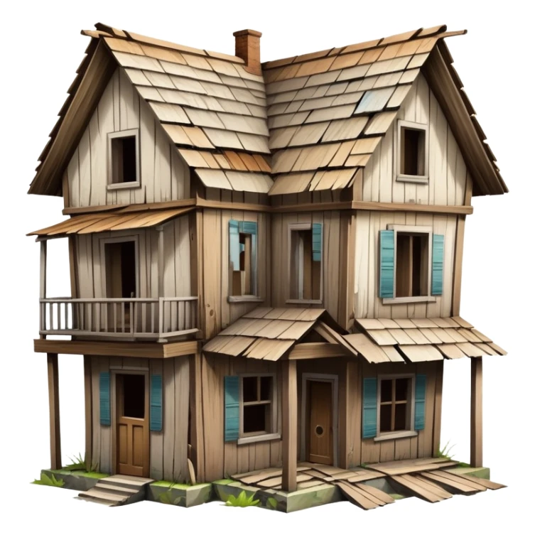 a house merged with a derelict house, split down the middle sticker