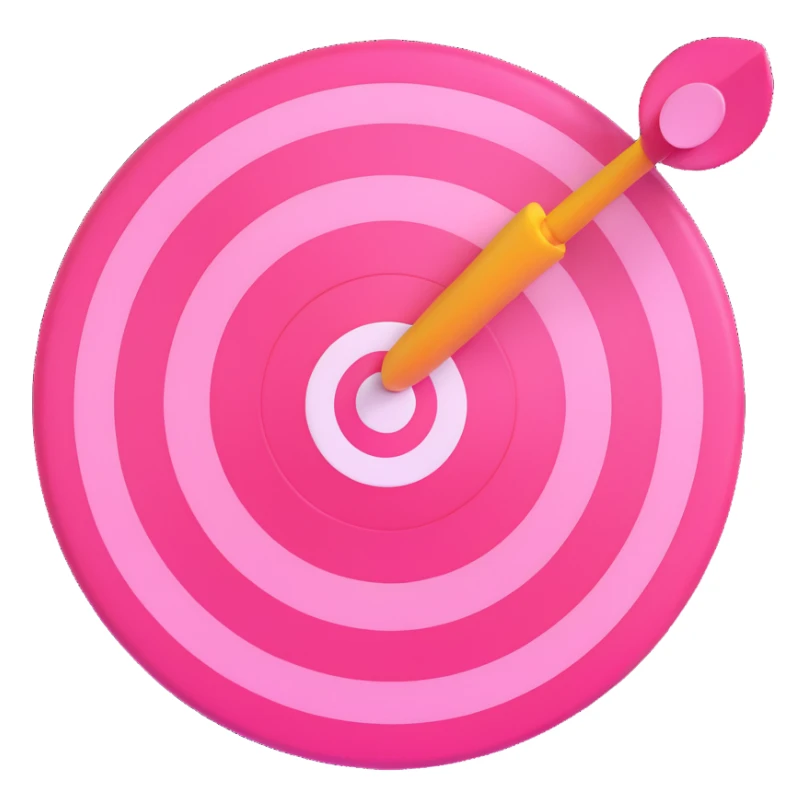 pink bullseye, 3D style, glossy finish, vibrant pink sticker