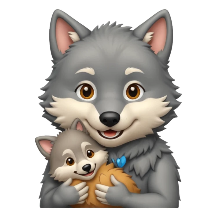 Wolf cartoon wholding animal sticker