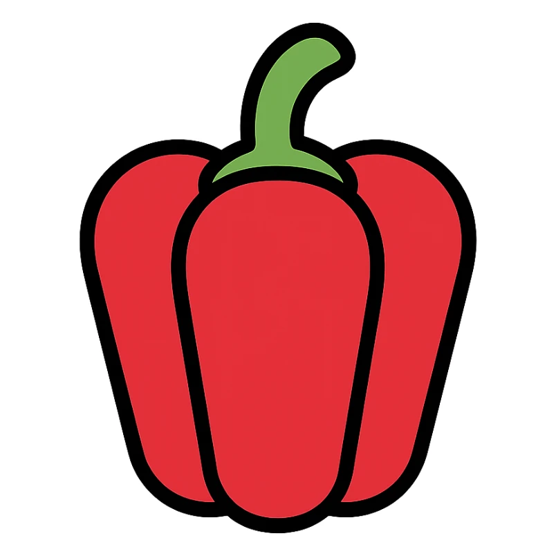 color outline icon of red pepper with minimal background sticker