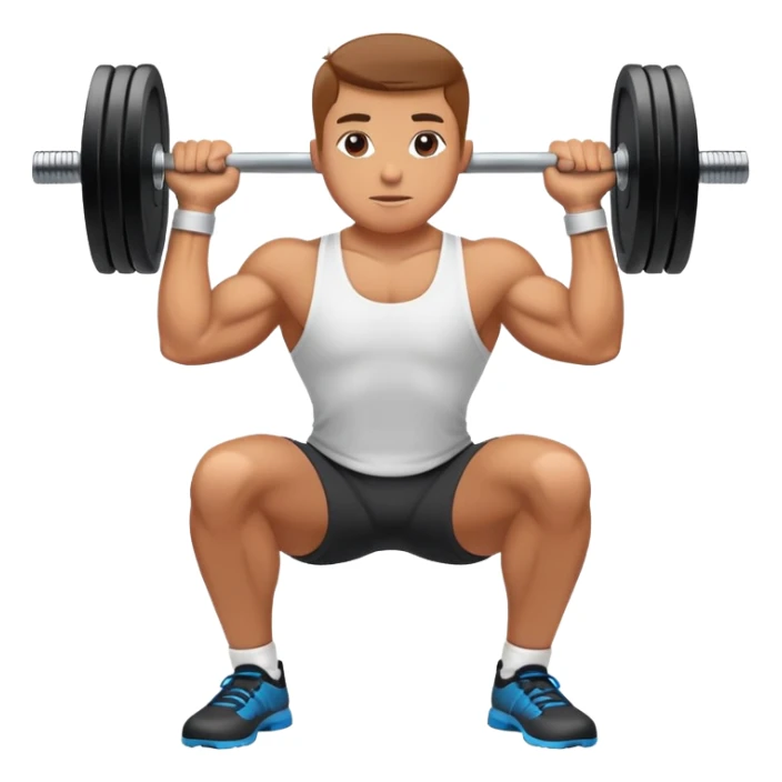 A person lifting weights in a well-equipped gym, focused and determined. The scene highlights muscle definition and strength, with exercise equipment like dumbbells and kettlebells nearby. The background is energetic, with bright lights and motivating colors, showcasing dedication and power. sticker