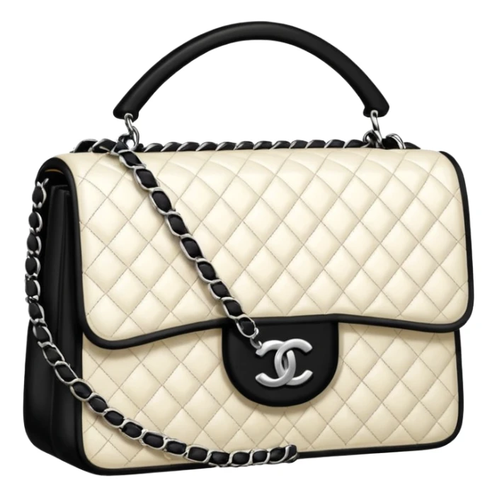white tweed Chanel bag And black chain sticker