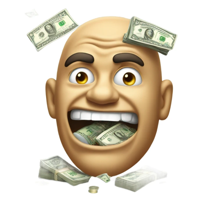 Scary face eating money sticker