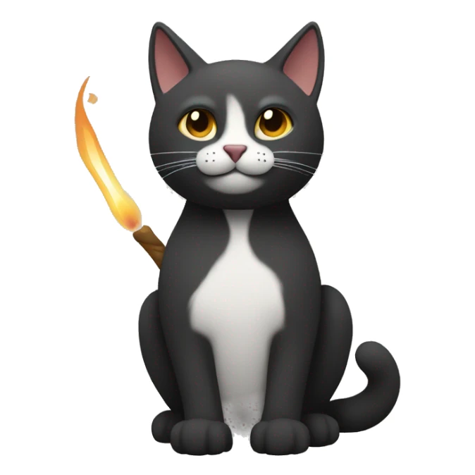 silueta de un gato con una vela sticker
