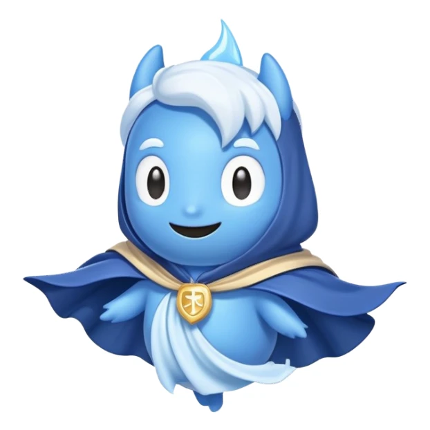 Discord logo character with a flowing cape, cute cartoon style sticker