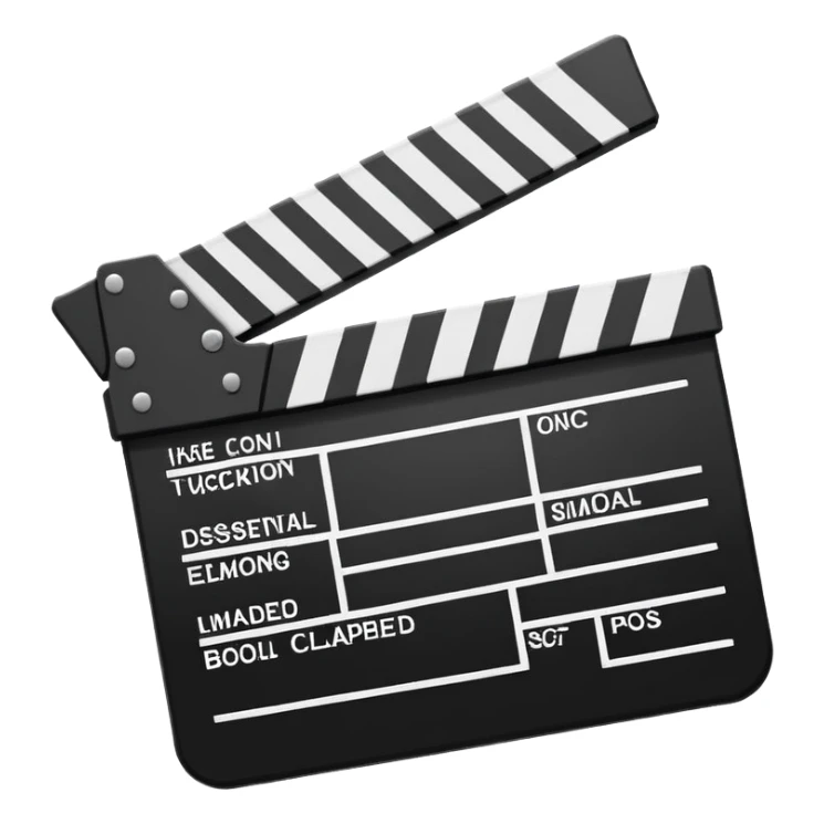 extremely minimal clapperboard icon, only the most essential lines, simple design sticker