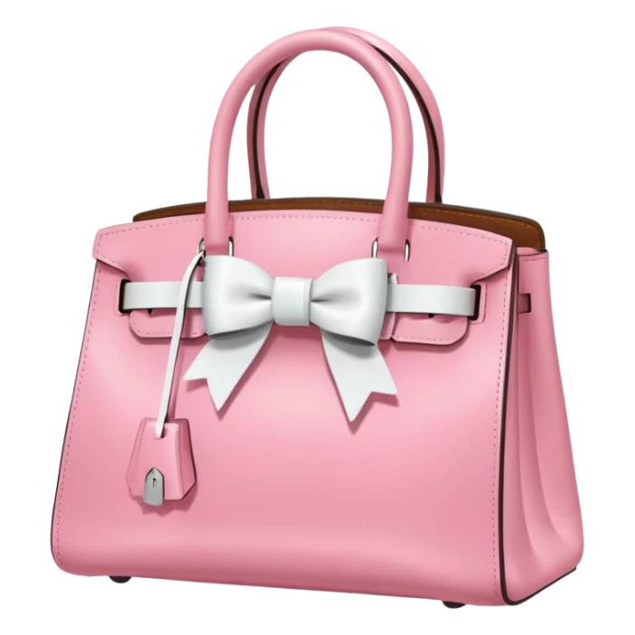 Pink Birkin Bag on the handle white bow sticker